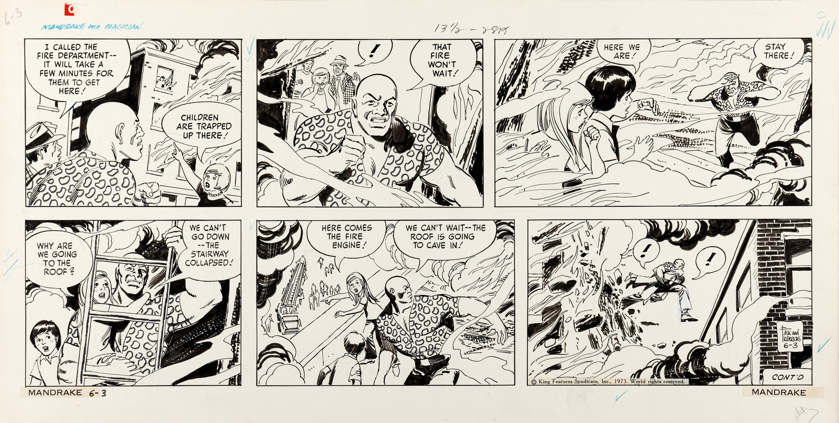 Mandrake the Magician Sunday Comic Strip Original Art (6-3-73)